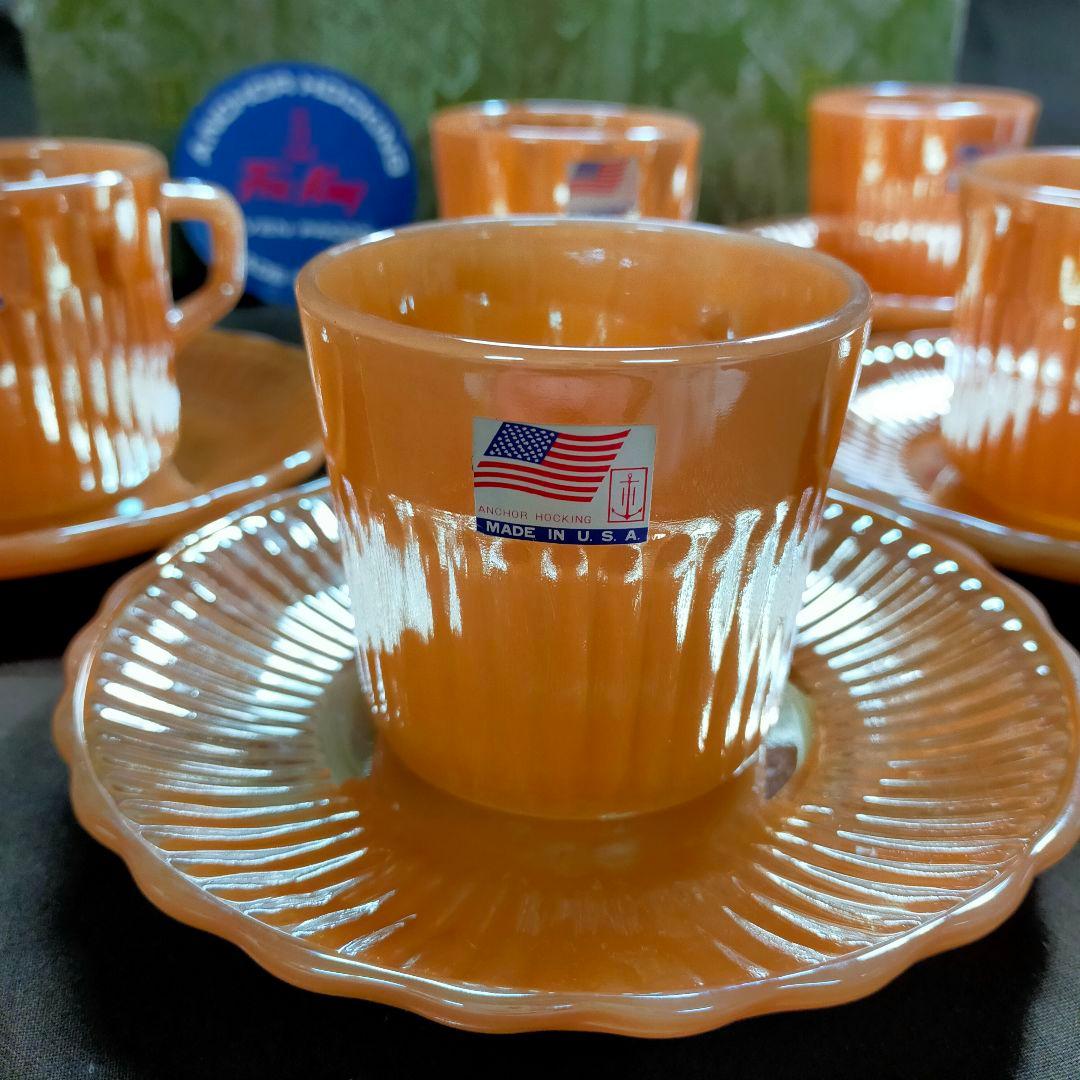 ピーチラスター ファイヤーキング カップ&ソーサー Fire-King