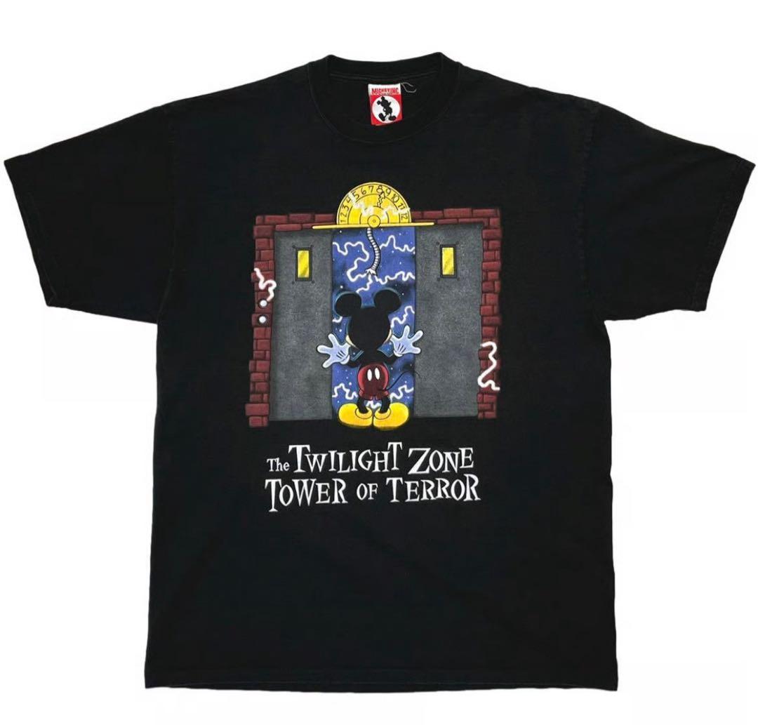 90s XL disney vintage タワーオブテラー T ミッキーUSA