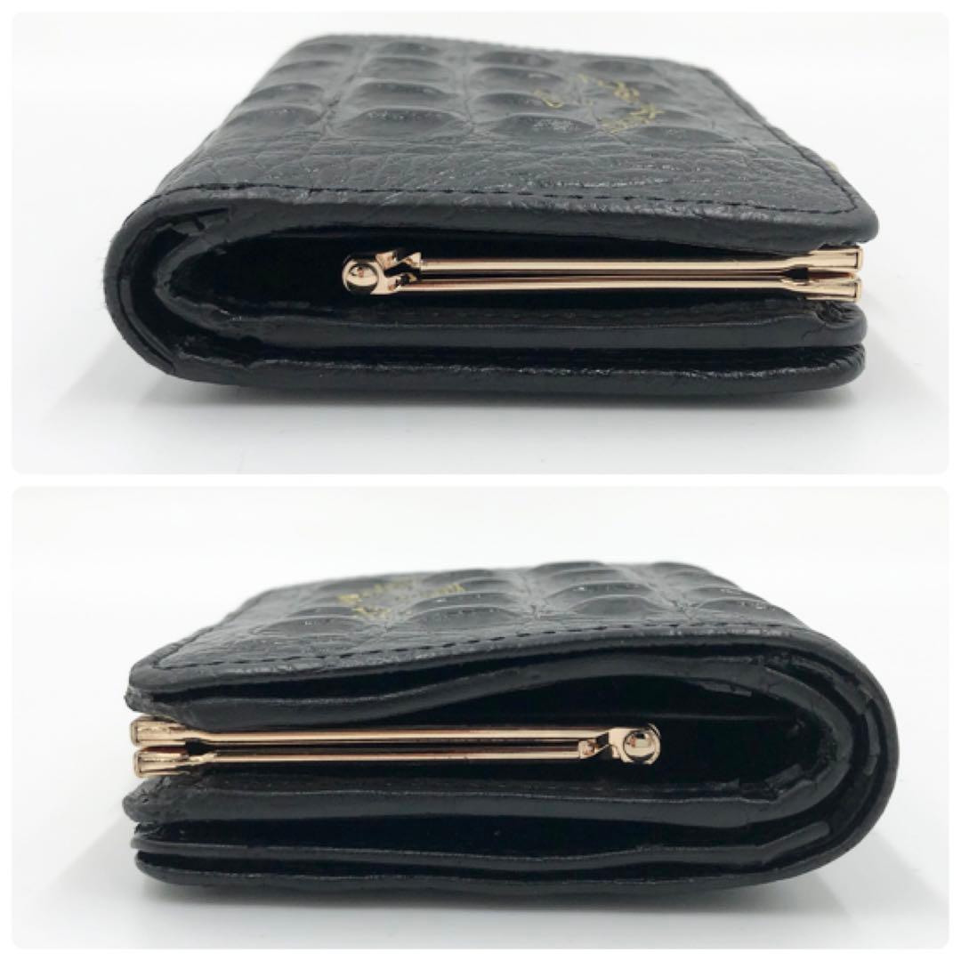 Vivienne Westwood がま口 クロコ型押し 三つ折財布 黒 オン