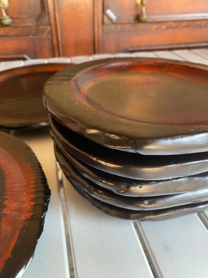 垣内幸彦　康子　銘々皿　漆器　木製皿　和風　伝統工芸　輪島塗　有名作家　中塗漆