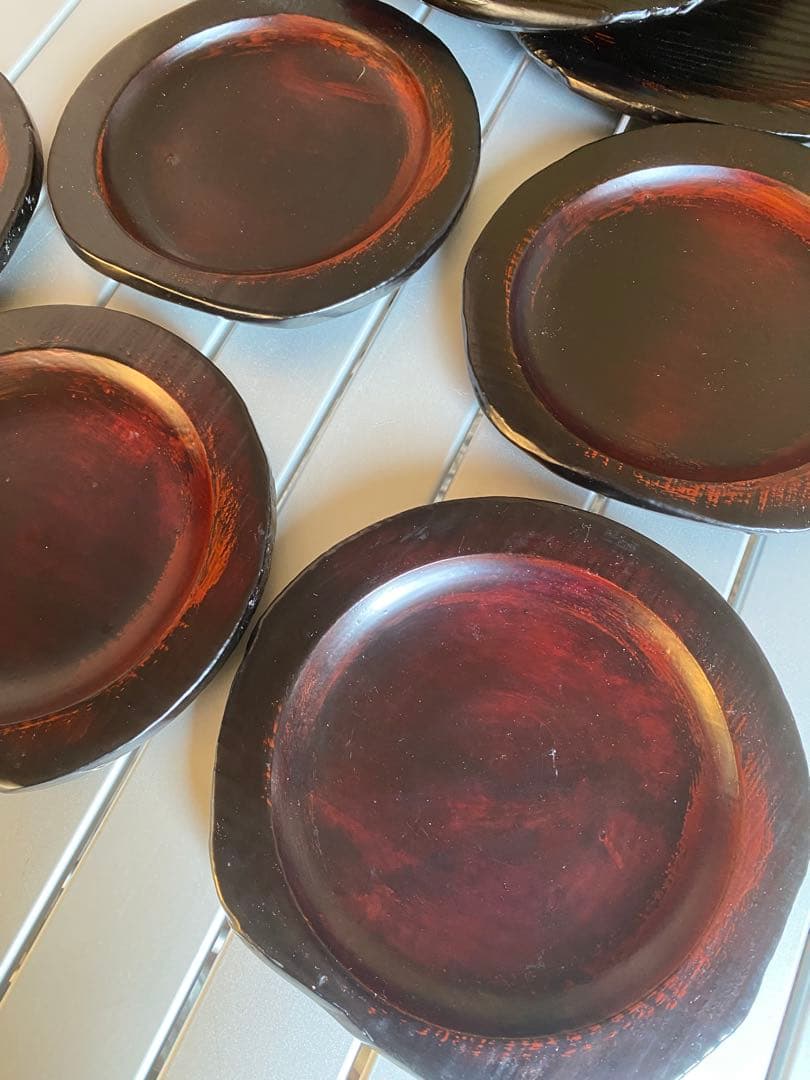 垣内幸彦　康子　銘々皿　漆器　木製皿　和風　伝統工芸　輪島塗　有名作家　中塗漆