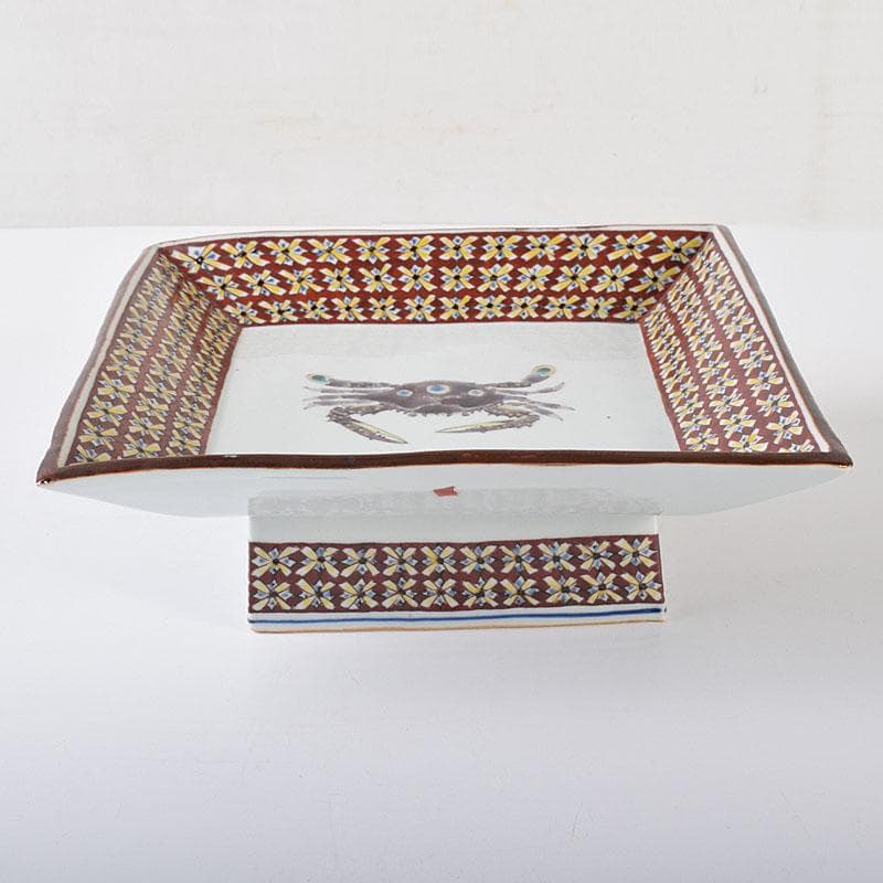 九谷焼 武腰潤作 色絵夏蟹更紗文 四方台皿 共布共箱 Y R8415B - メルカリ