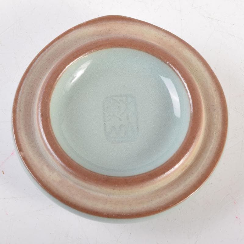 茶道具 諏訪蘇山作 青磁 桃香合 堀内宗完(兼中斎)書付 共箱