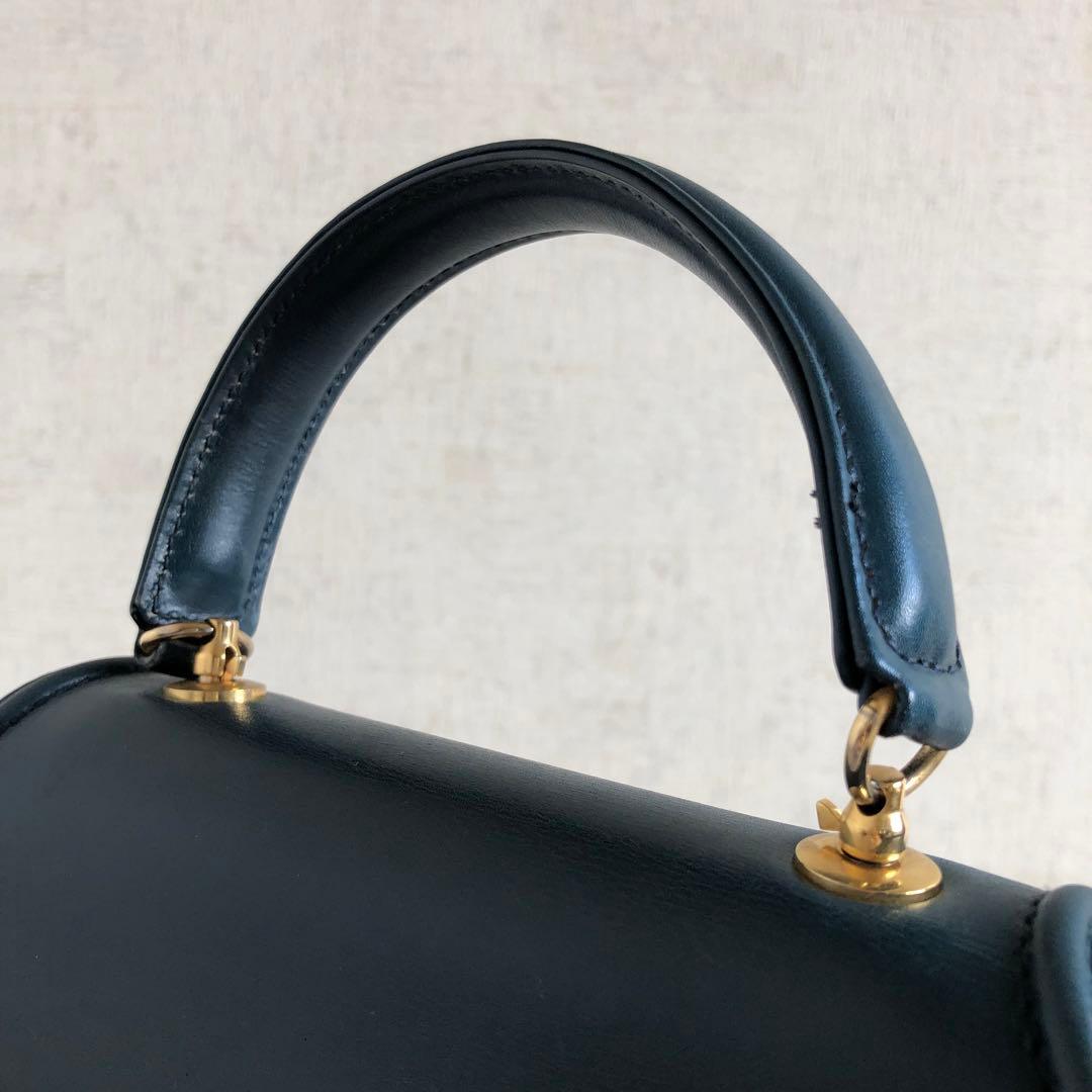 【美品 2way】ティファニー　ハンドバッグ　ブルーグリーン　イタリア製　本革