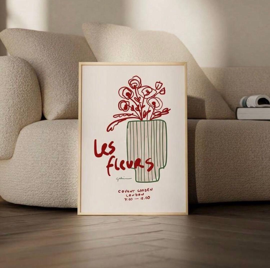 花 ポスター ミッドセンチュリー 北欧 韓国 カフェ 壁掛け アート