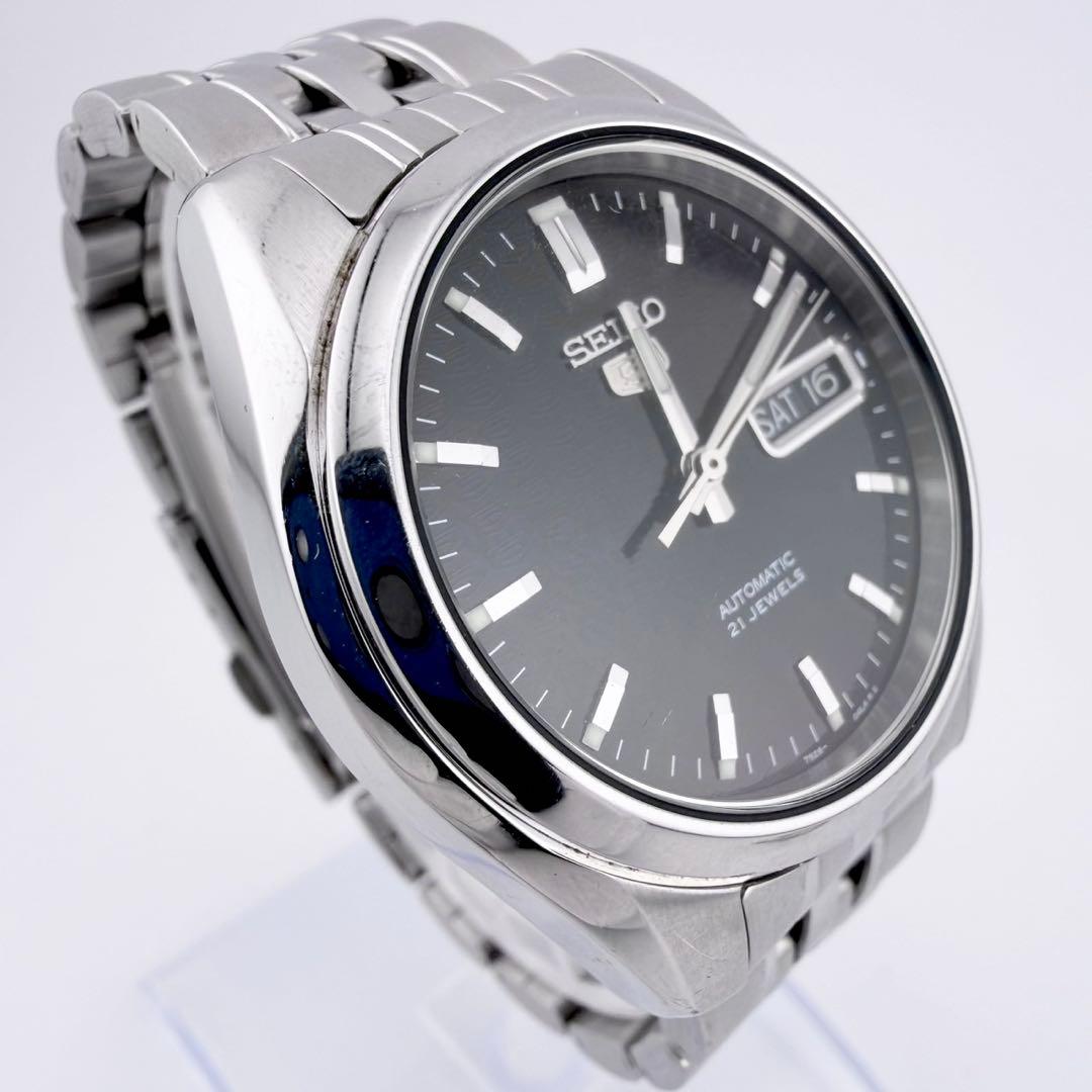 状態良好品 セイコー5 7S26-01V0 ブラック メンズ 自動巻き腕時計