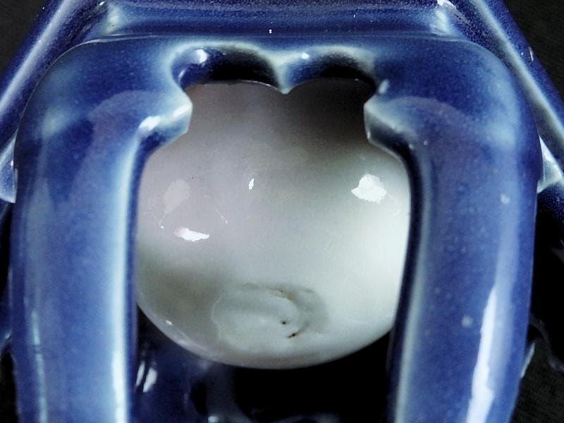 古伊万里　瑠璃透かし　六角　盃台　C564AS-CGo