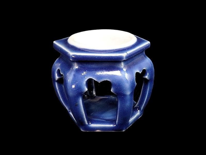 古伊万里　瑠璃透かし　六角　盃台　C564AS-CGo