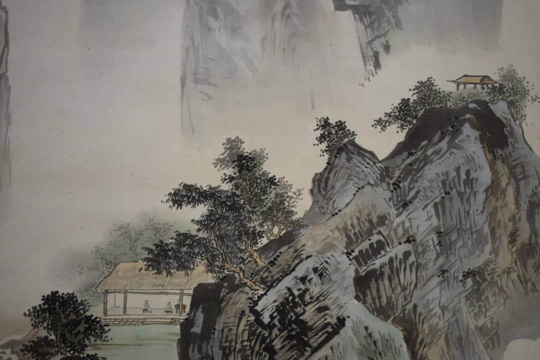 不詳/作者不詳/山水人物図/布袋屋掛軸HF-186