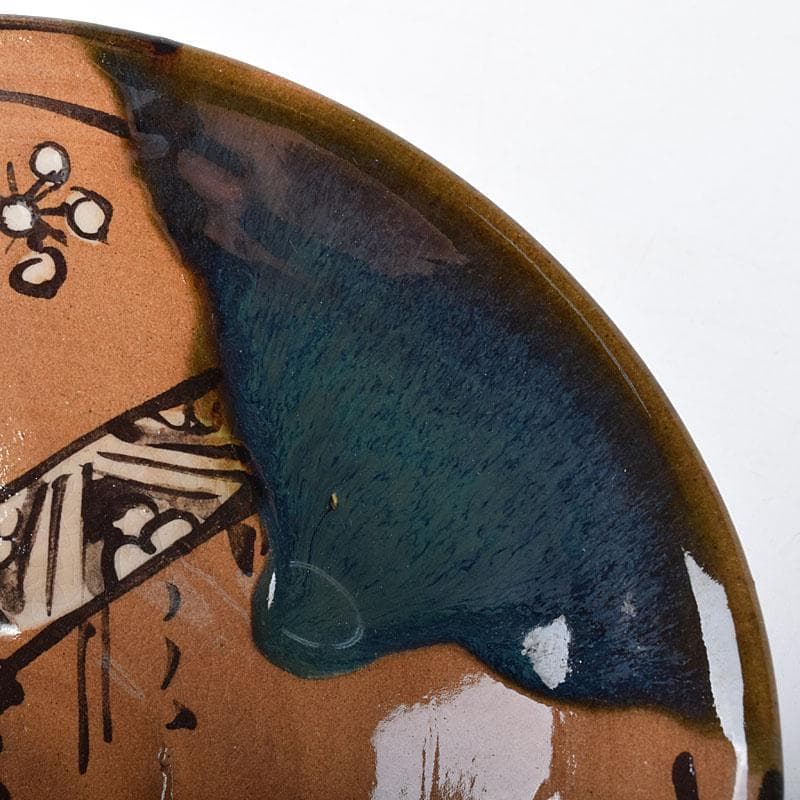 北大路魯山人作 織部焼 於里辺 茶碗 共布共箱 M R8123