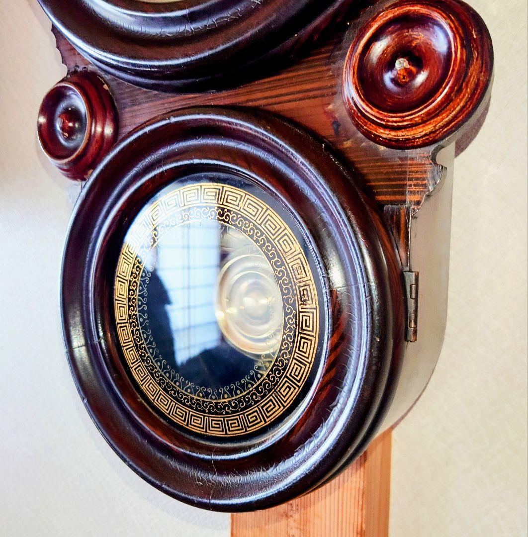 〈完動・美品〉北出時計製造所　 八吋張り四ツ丸達磨型ゼンマイ振り子掛け時計