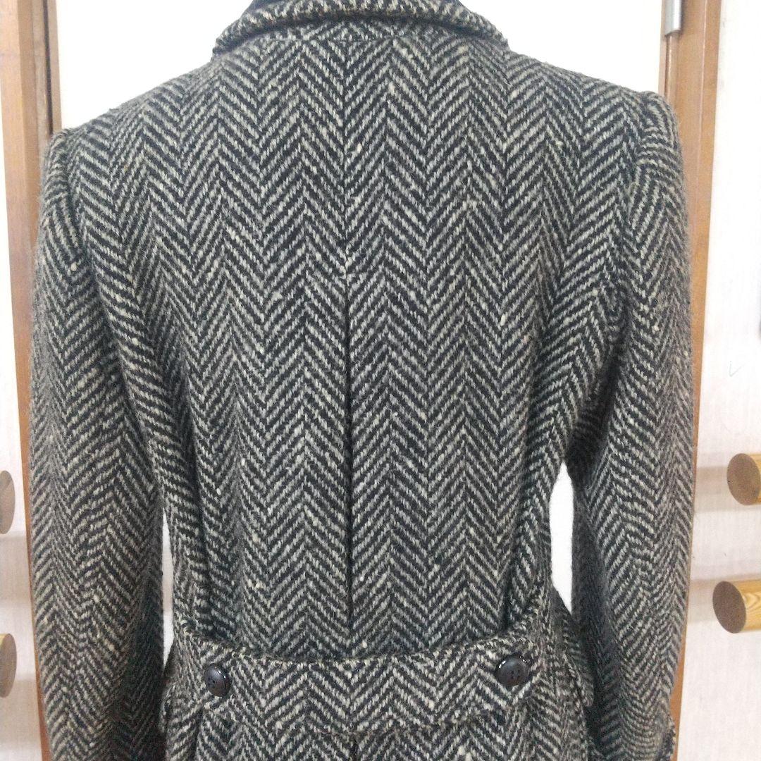イヴサンローラン ダブルブレストコート ヘリンボーン ツイード 別珍
