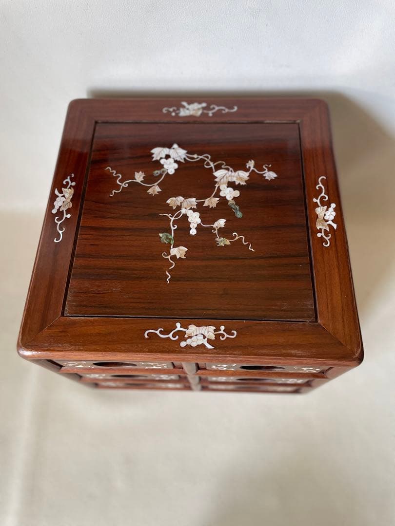 スイカ 小引出し 小物入 3段 薬箪笥 唐木 無垢 貴重品収納 宝石収納