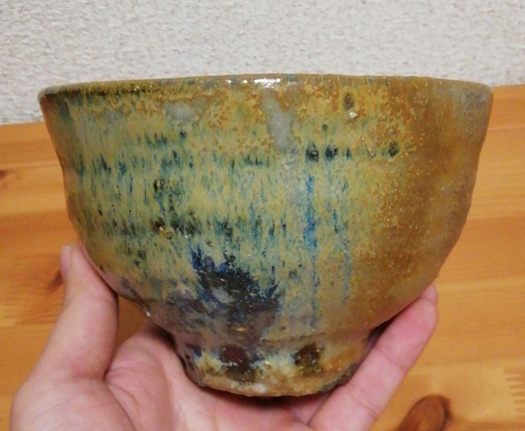 川喜田敦(二代川喜田半泥子)作　銘『夜の梅』　茶碗　共箱　略歴付　茶道具