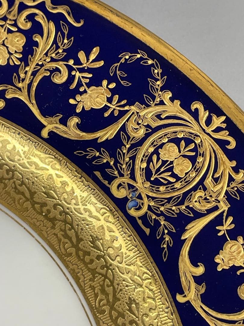 大型】リモージュ 26．8㎝ アーレンフェルト 大皿 金盛り 金彩 フランス