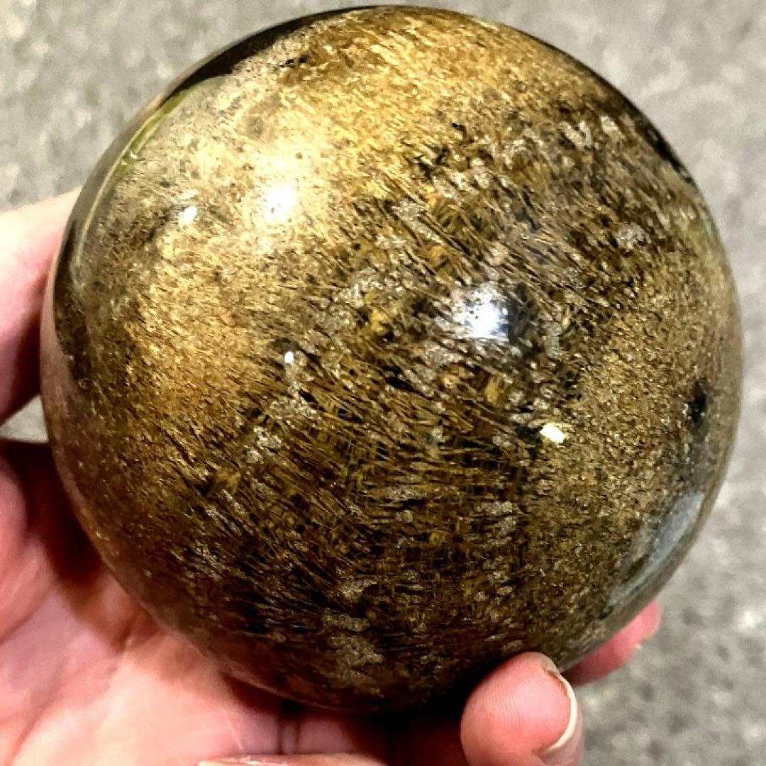 超特大 83mm ゴールドルチルクォーツ 金針水晶 パワーストーン