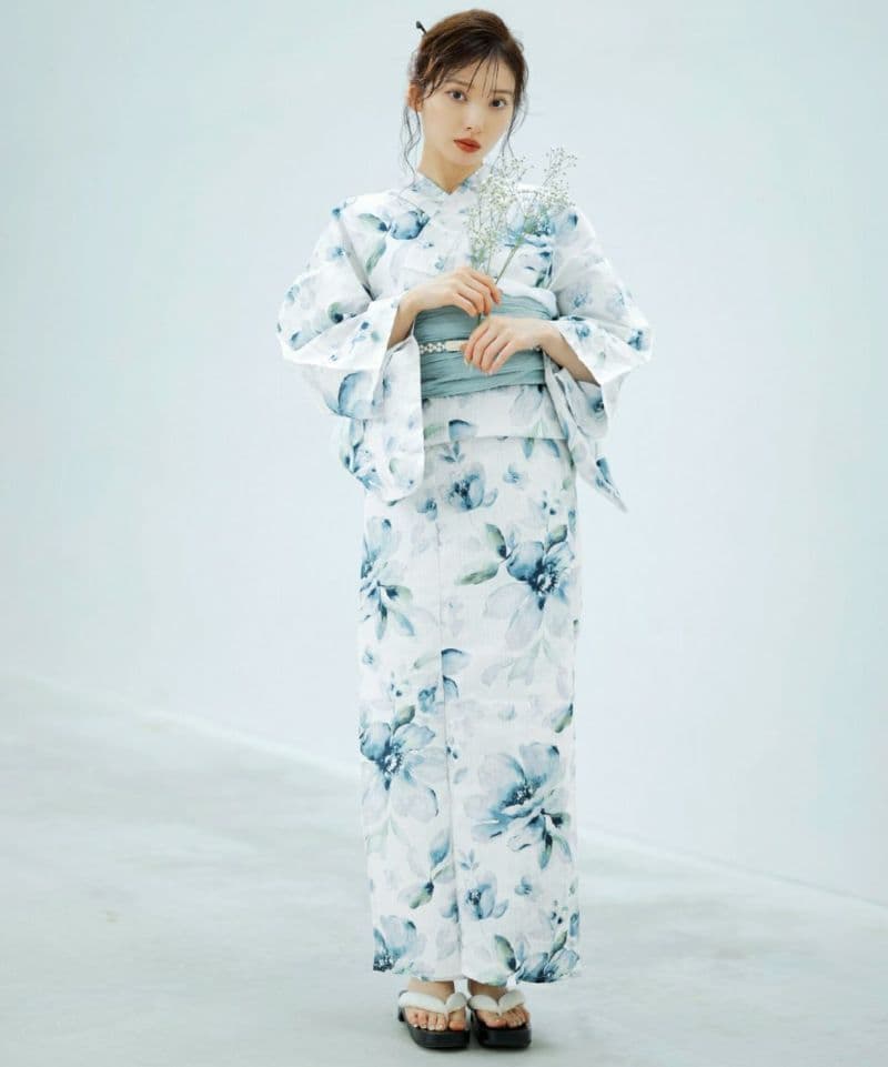 【新品未使用】Dita 浴衣セット（浴衣、兵児帯、紐、着付け本）涼風の燦々しらべ