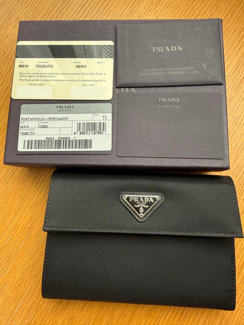 PRADA M510 Tessuto Nero 三つ折り財布 PRADA プラダ TESSUTO 三つ折り財布 ギャランティカード付 M510