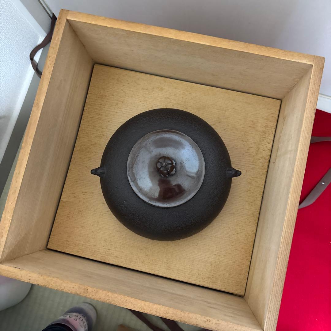 茶道具 釜 茶釜 唐銅 鬼面風炉 丸釜 箱付き - メルカリ
