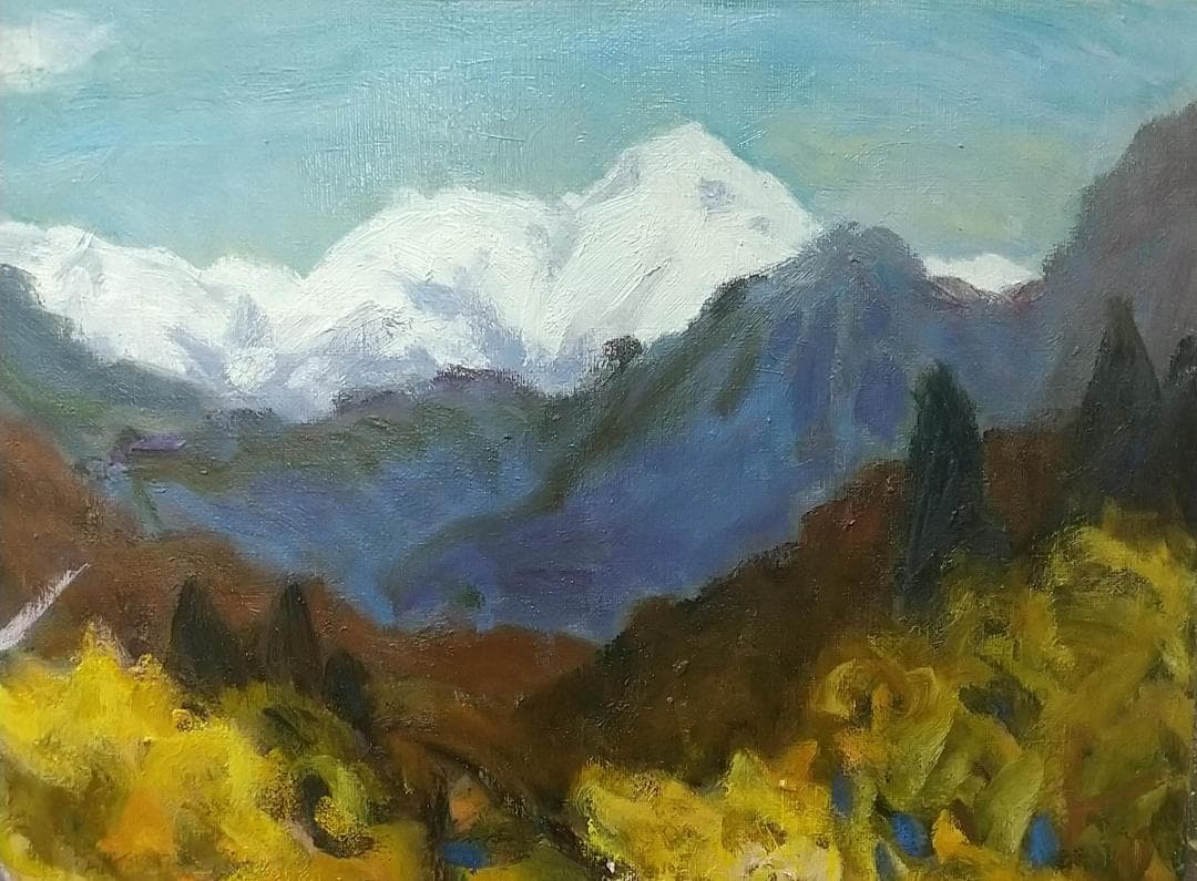 木曽駒ヶ岳」F6 油絵 油彩画 絵画 アート 風景画