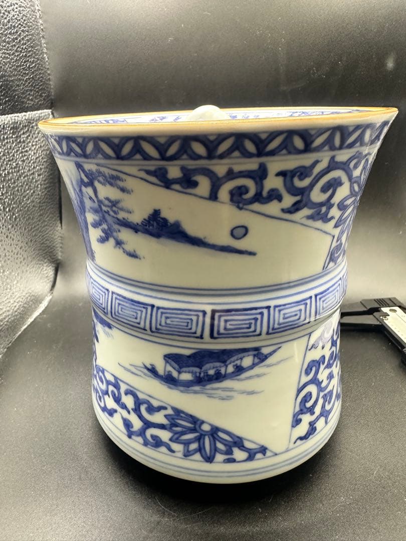 茶道具 備前焼茶入 肩衝茶入 市野信水造 窯変茶器 縞模様蓋 未使用美品