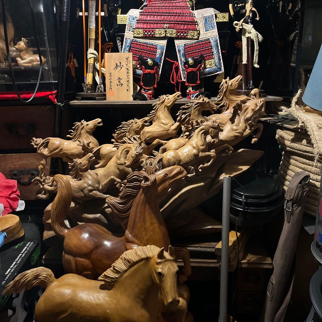 九頭馬 、寿山石九頭馬、うまくいく、縁起物、中国寿山石、置物 、骨董