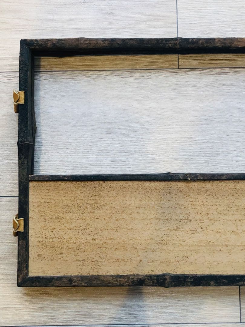 指物師 善州 造 古竹意 炉屏 2枚折 共箱付き 煎茶