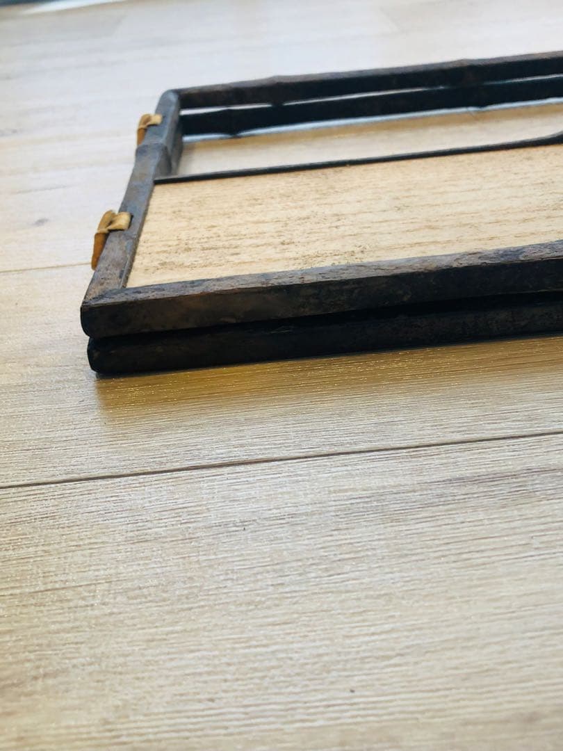 指物師 善州 造 古竹意 炉屏 2枚折 共箱付き 煎茶道具結界斑竹