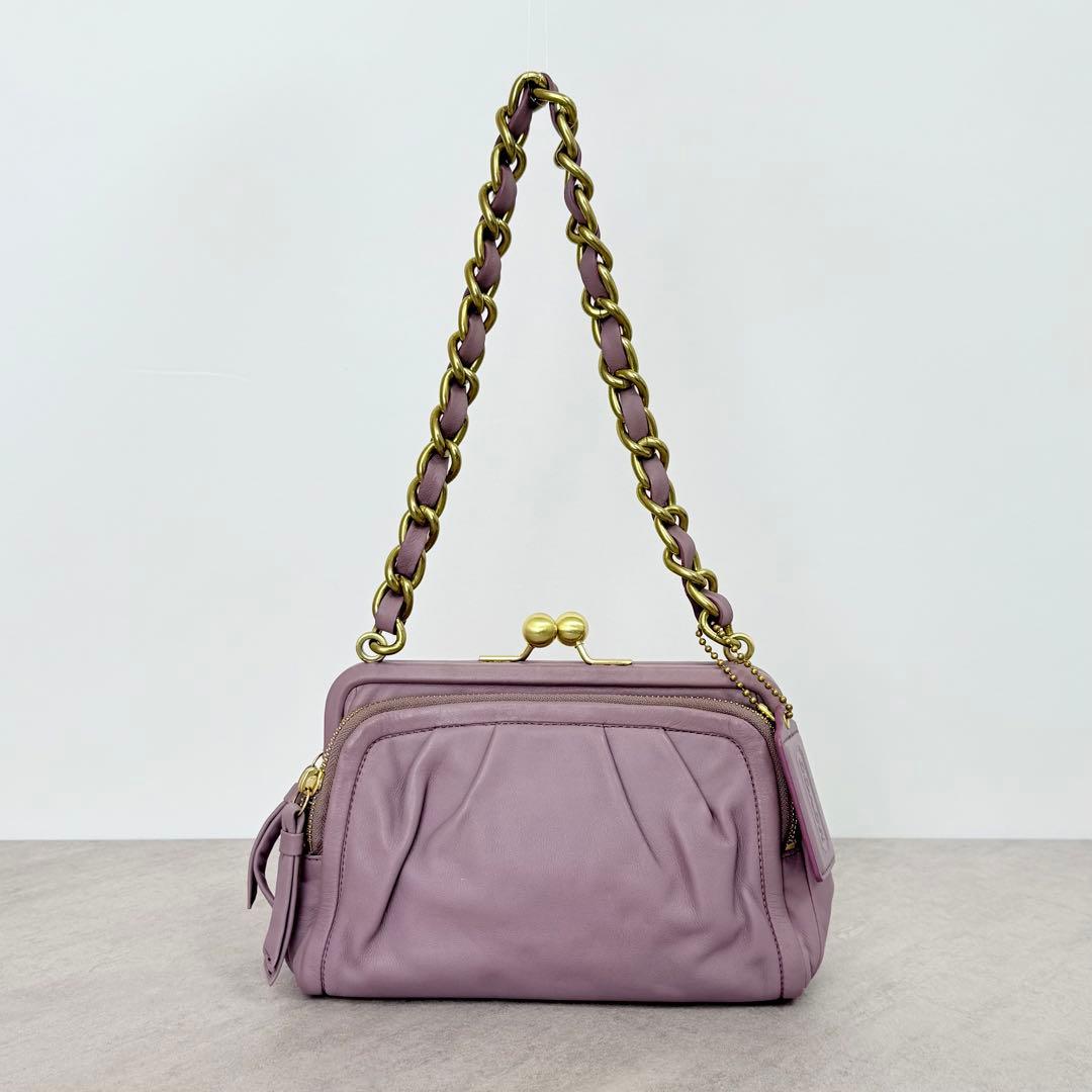 バッグ Coach Parker Leather Kisslock Shoulder