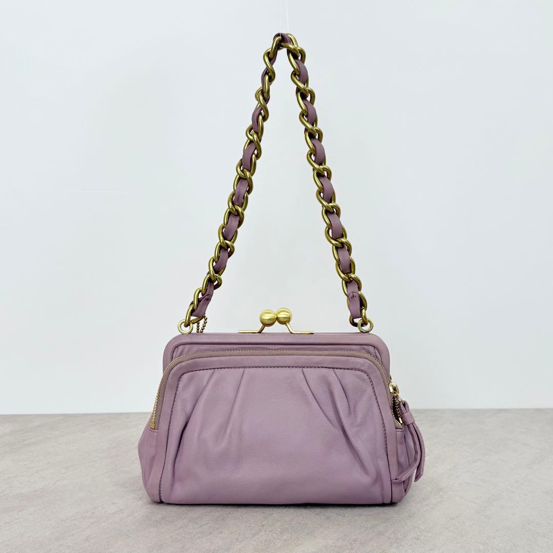 バッグ Coach Parker Leather Kisslock Shoulder