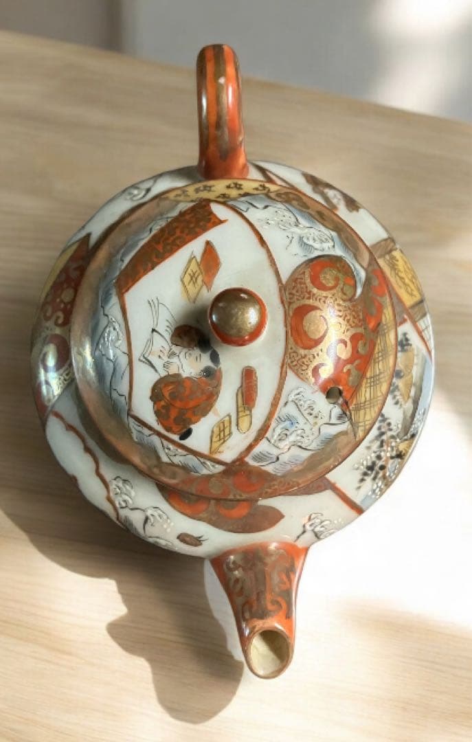 明治期九谷 最高峰加賀九谷 赤絵細描 煎茶道具 急須 茶器 煎茶 九谷焼