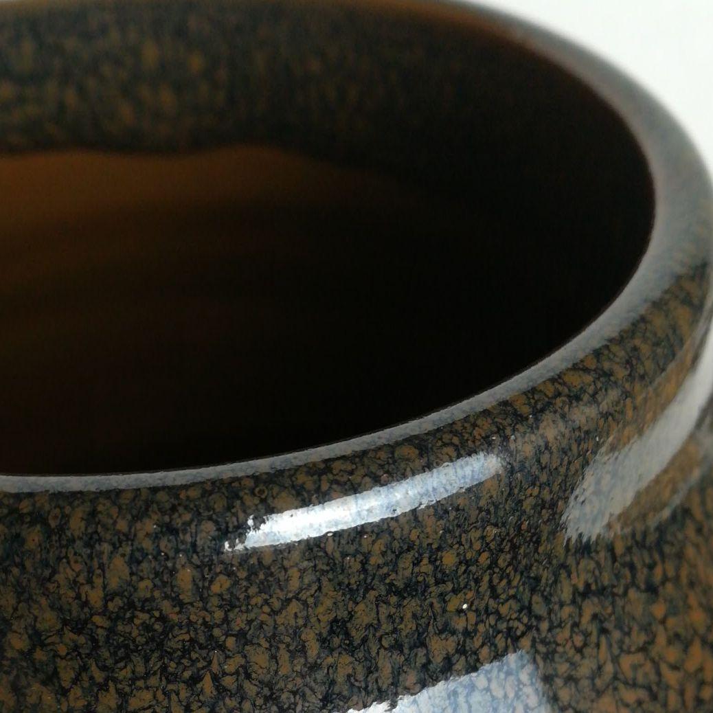 益子焼　菊池晃　油滴天目釉　花入　花生　壺　共箱