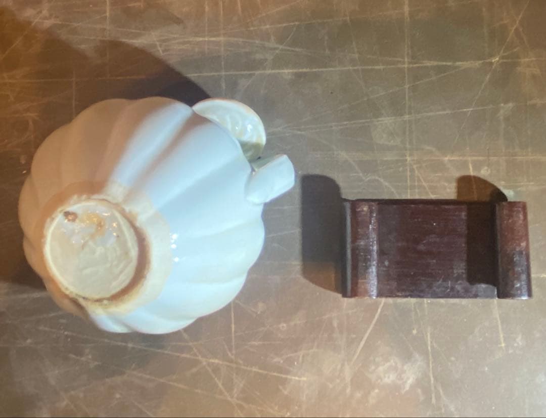 青白磁 水滴 鑑賞台付 ・一輪挿し ・ヴィンテージ レア ・中国 台湾茶器