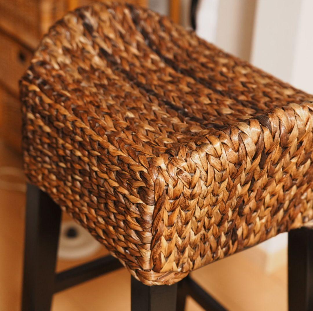 【美品】スツール カウンターチェア アジアン家具 ラタン 昭和レトロ