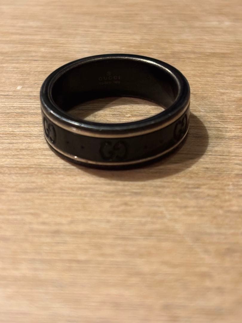 GUCCI K18 シンバウンドブラックコランダム　リング 17号
