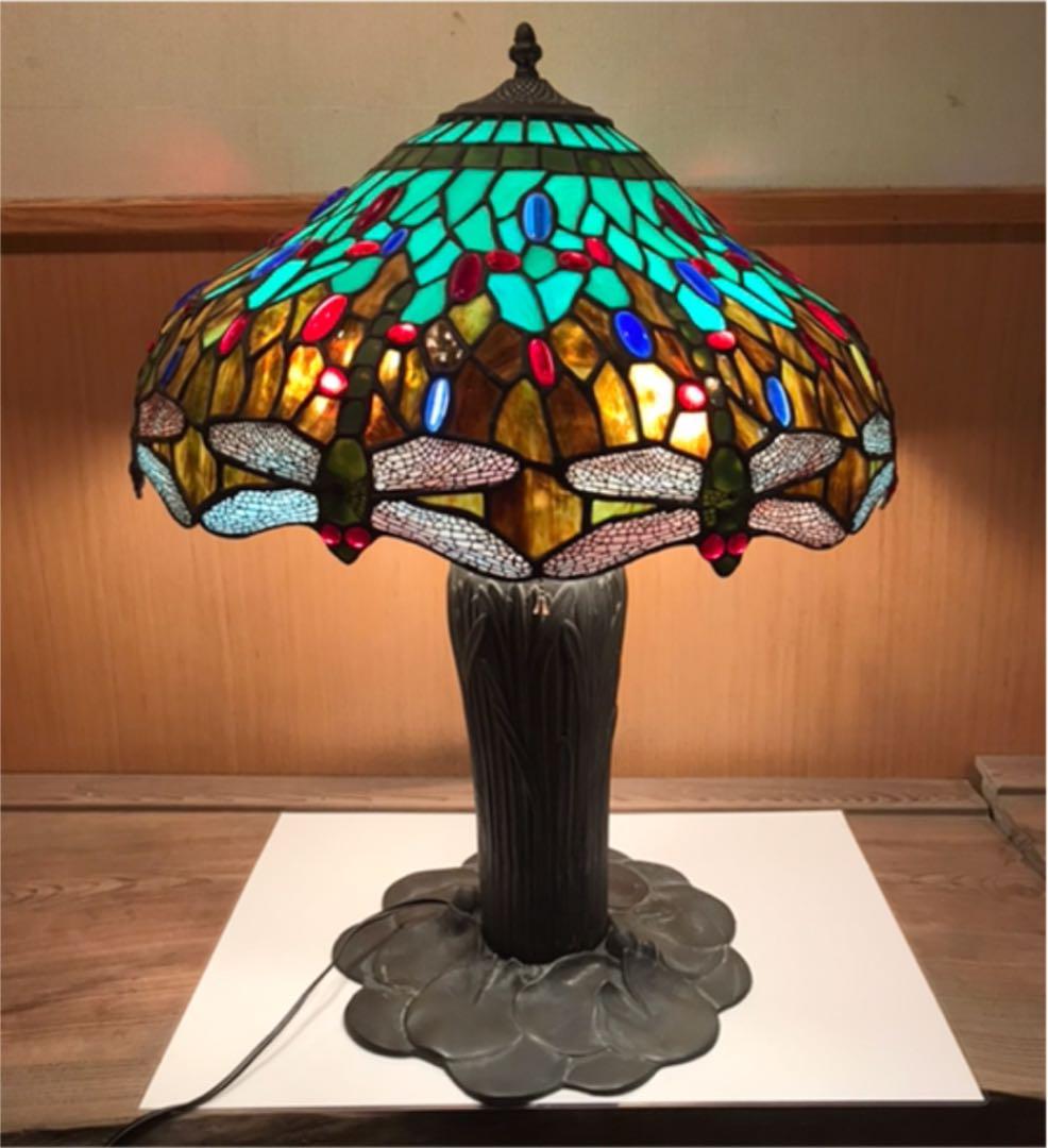 アンティークトンボステンドグラスランプアールヌーボー