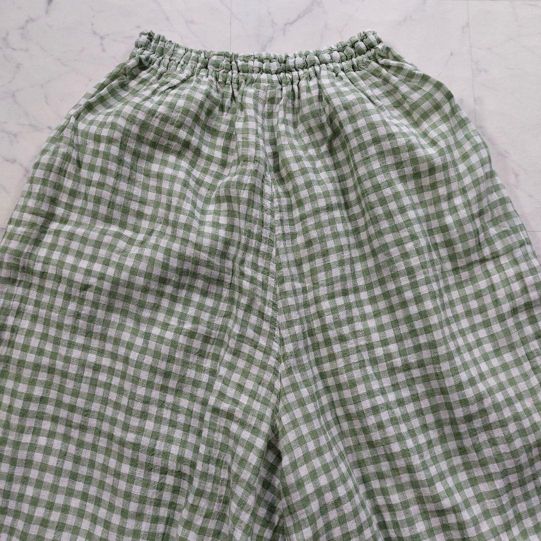 試着のみ イチアンティークス 9分丈 リネン イージーワイドパンツ F