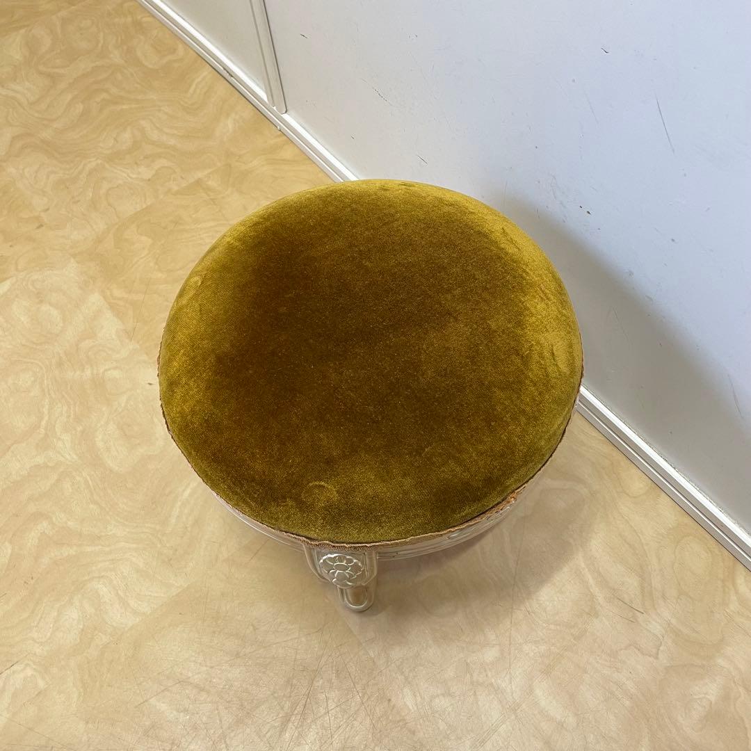 グリーン イタリア製 猫脚 小型スツール② ミニスツール オットマン 椅子
