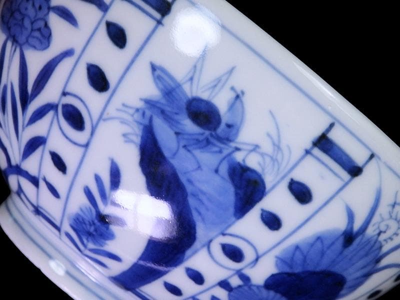 古伊万里 染付 芙蓉手 花鳥紋の図 大振蓋茶碗 F319AS-CXz - メルカリ