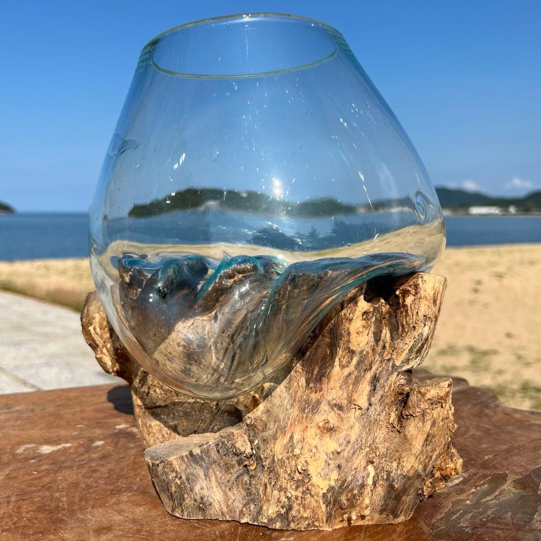 流木ガラスオブジェ大F 花瓶 金魚鉢 ガーデニング フラワーポット 水槽