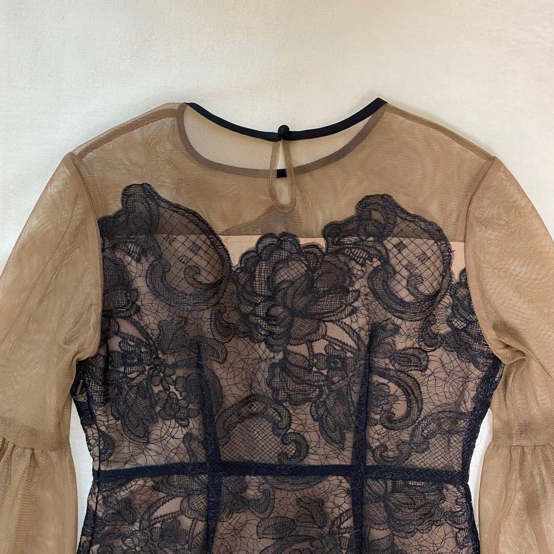 Leja シアープリーツスリーブIラインワンピースドレス オケージョン お呼ばれ