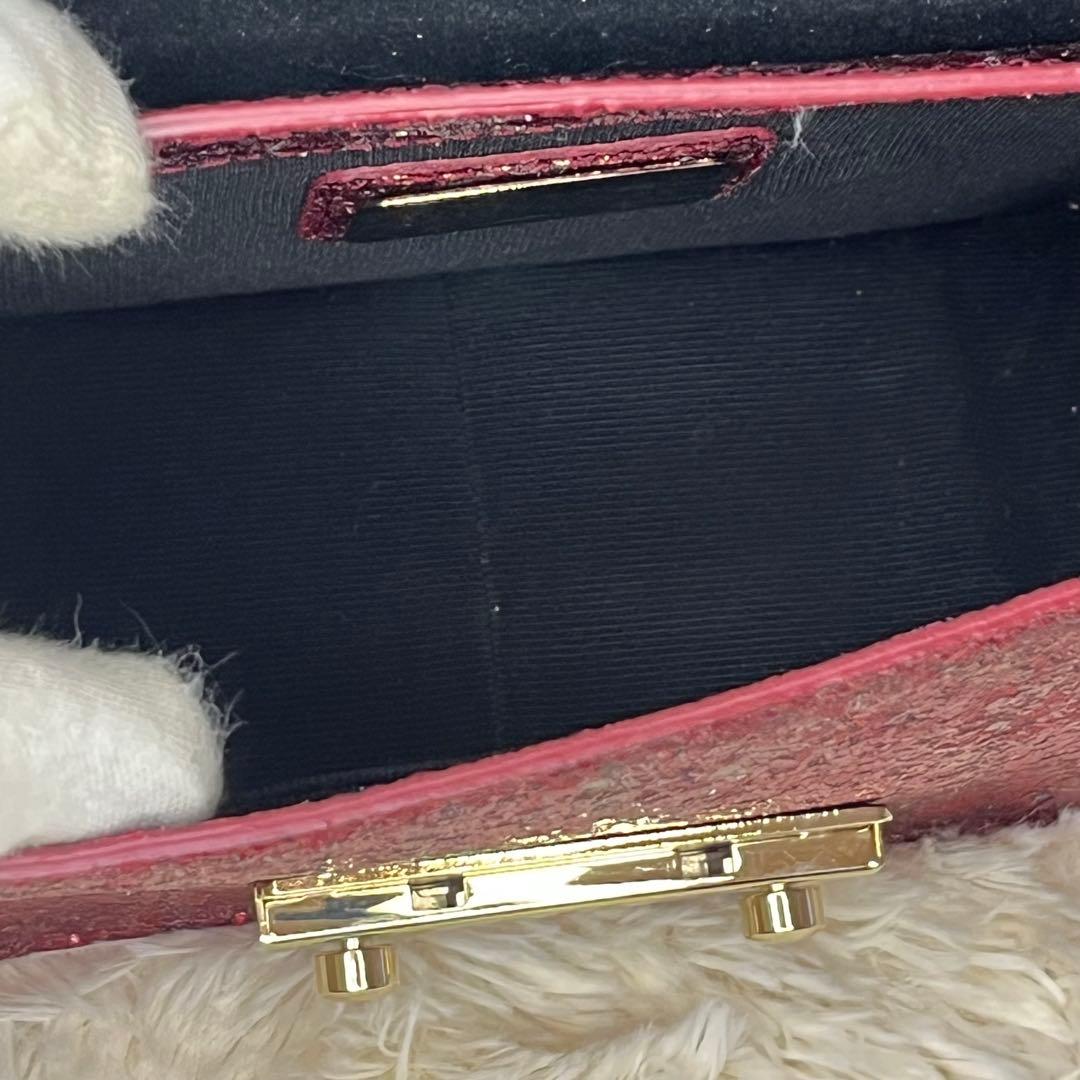FURLA メトロポリス チェーンバッグ ポシェット ミニホルダー ラメ レッド