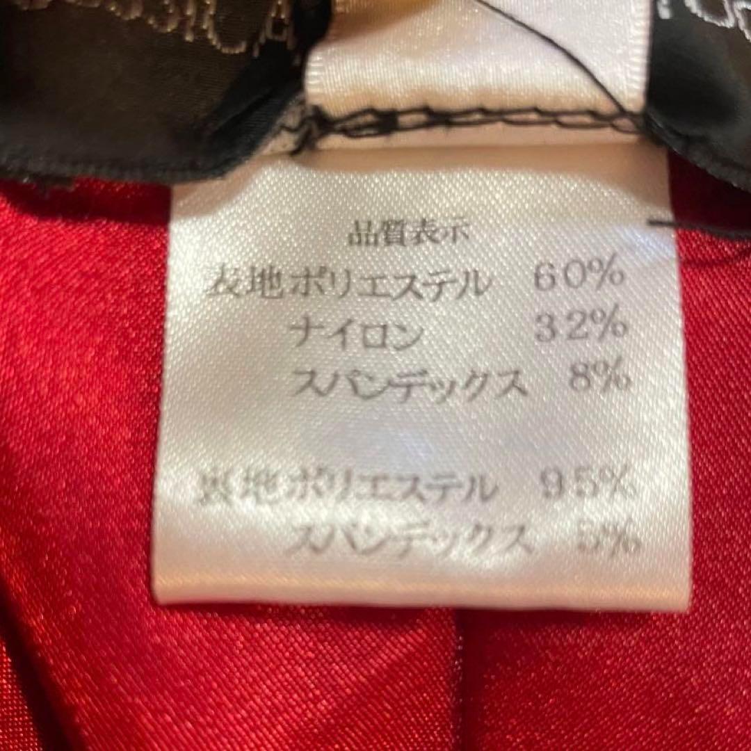 ジェシカマクリントック　パーティドレス　レッド フリル　ストラップレスロングS