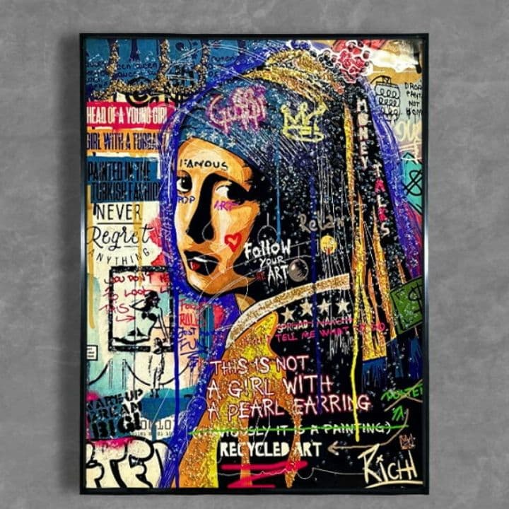 輸入雑貨天然石『真珠の耳飾りの少女』クリスタルアート』水晶絵宝石アート