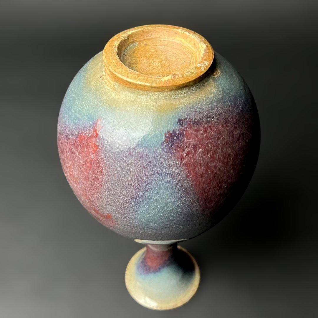 唐物 鈞窯 天青釉紫斑玉壺春 中国美術 古玩 SH84