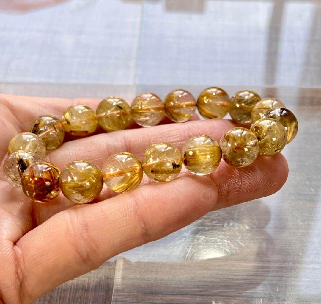 金運強 太陽放射ルチルブレスレット ヘマタイト ルチルクォーツ 31