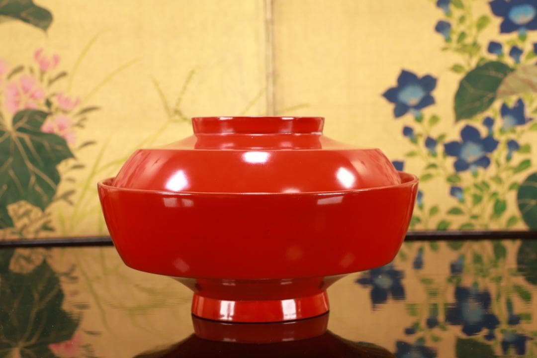 時代輪島塗 草花蒔絵 吸物椀 十客 木製 茶道具 懐石 菓子 BJ134