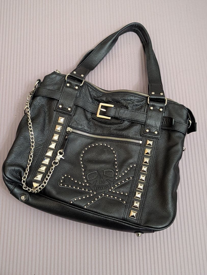 Roen ブラックドクロスタッズショルダーバッグ