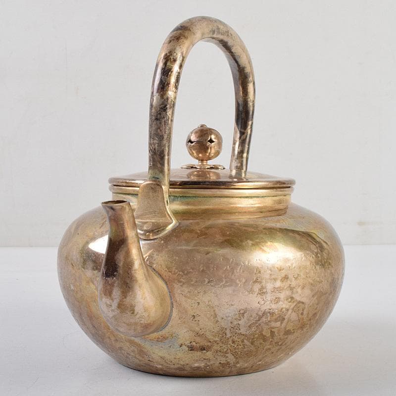 煎茶道具 いぶし銀 銀流 湯沸 約424g 時代箱付 M R9460