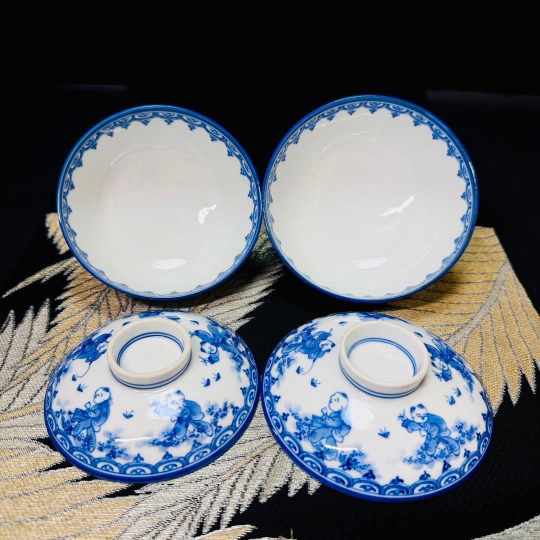 三川内焼 平戸雅松 希少献上唐子七人 夫婦茶碗 碗ペア - メルカリ